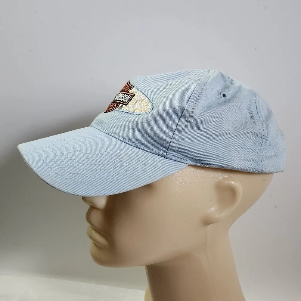 VINTAGE Harley Davidson H-D Motorcycle Light Blue Baseball Hat Cap Kids Youth